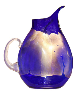 Flat Glass Pitcher in blue & gold - Art Of Fire