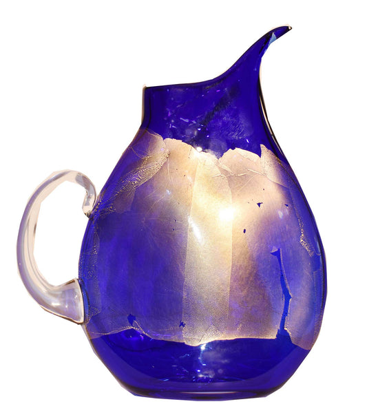 Flat Glass Pitcher in blue & gold - Art Of Fire