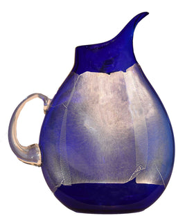 Flat Glass Pitcher in blue & silver - Art Of Fire