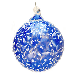 Blue & White Speckled Art Glass Ornament