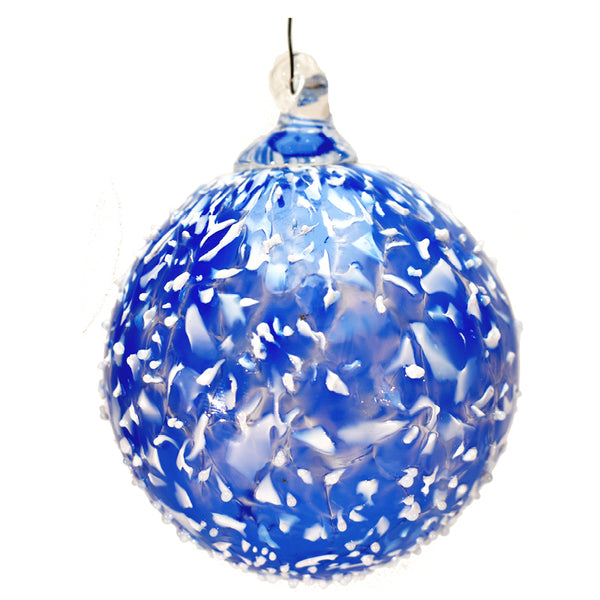 Blue & White Speckled Art Glass Ornament