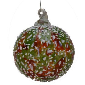 Green & White Speckled Art Glass Ornament