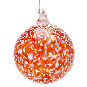 Red & White Speckled Art Glass Ornament