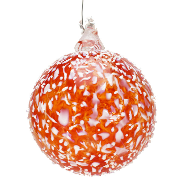 Red & White Speckled Art Glass Ornament