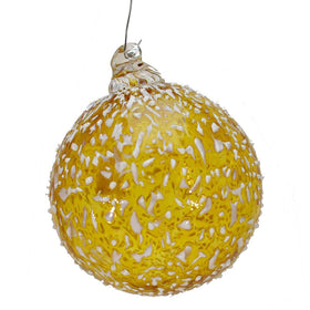 Yellow & White Speckled Art Glass Ornament