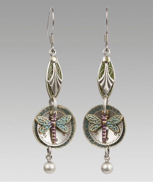 Dragonfly on Dial Earring