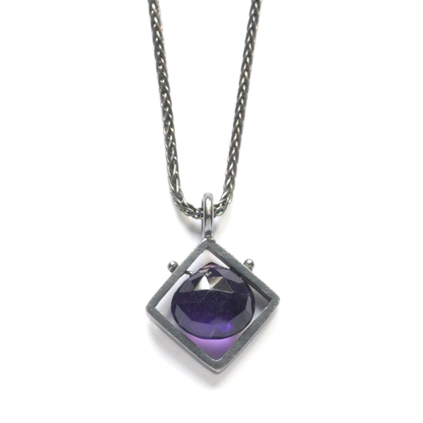 Diagonal Frame amethyst necklace - Ashka Dymel