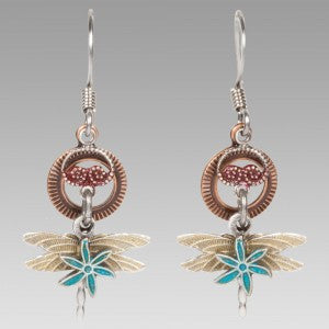 Dragonfly with Blue Flower Earring