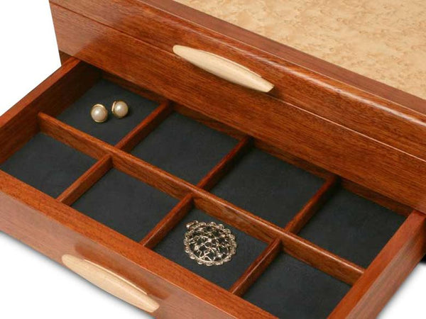 Heartwood Cascade II Collection Jewelry Box - Sapphire Interior