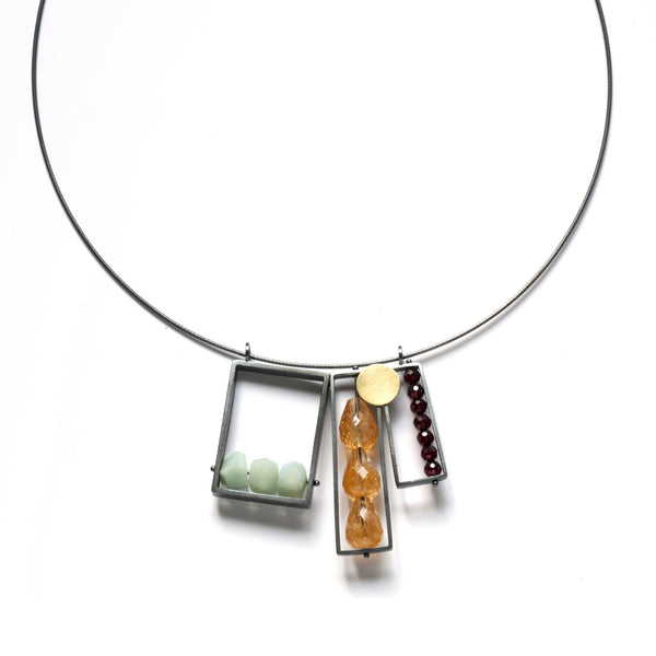 Triple Rectangle Frame Necklace - Ashka Dymel