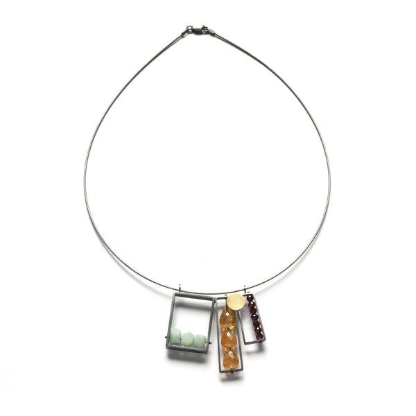 Triple Rectangle Frame Necklace Cable Wire