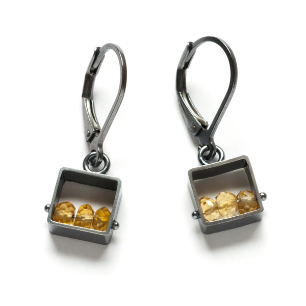Mini Square Earrings, Leverbacks
