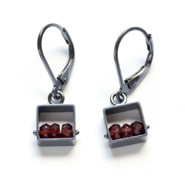 Mini Square Earrings, Leverbacks