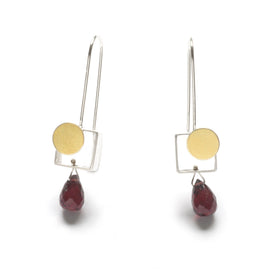 Small Square Earrings with Dots and Teardrop Stones - Ashka Dymel