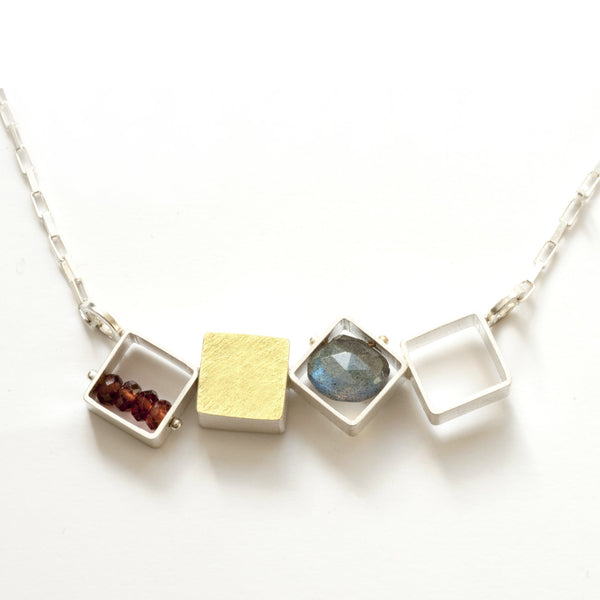 4 Small Squares necklace gold - Ashka Dymel
