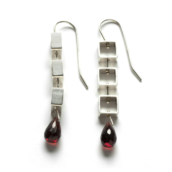 Tumbling Mini-Square Earrings with Teardrop Briolettes - Ashka Dymel