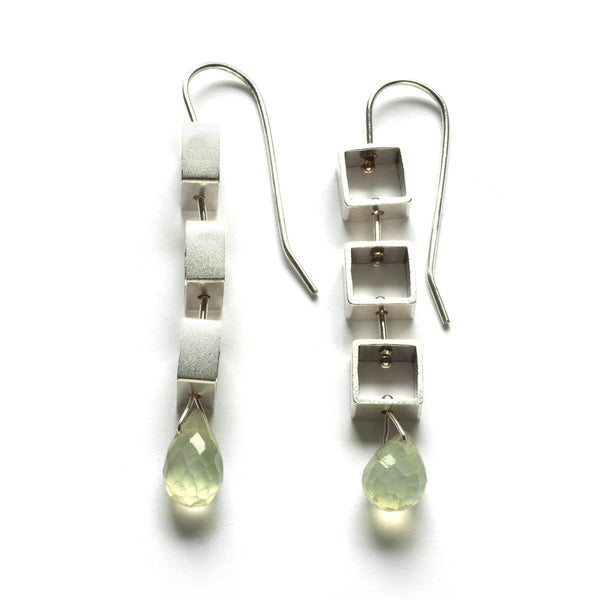 Tumbling Mini-Square Earrings with Teardrop Briolettes