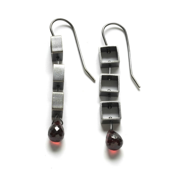 Tumbling Mini-Square Earrings with Teardrop Briolettes