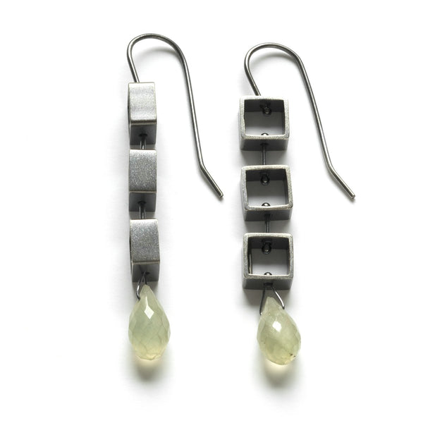 Tumbling Mini-Square Earrings with Teardrop Briolettes