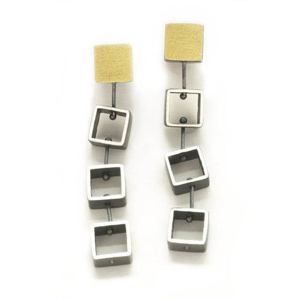 Tumbling Mini Square Earrings - Ashka Dymel