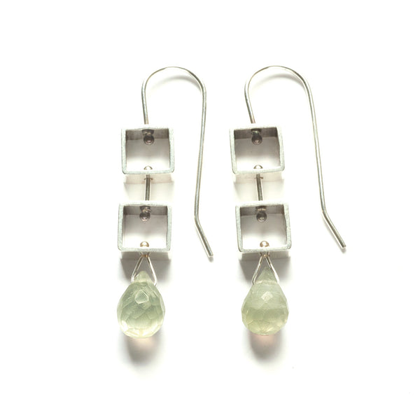 Tumbling Mini Square Earrings with Teardrop Briolettes