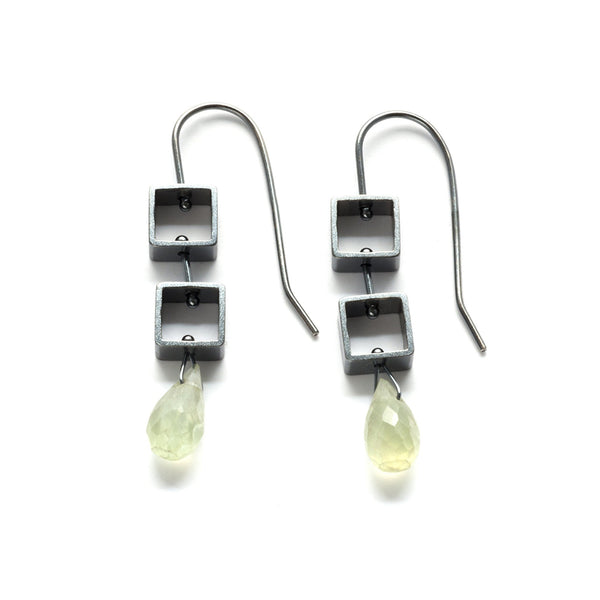 Tumbling Mini Square Earrings with Teardrop Briolettes