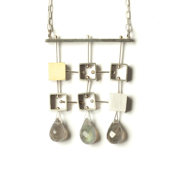 Six Squares Necklace with Teardrops