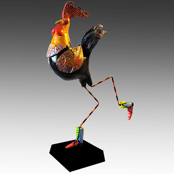 Banty Black Rooster Flight of Fancy - Medium