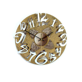 Mod Disk Stone Silver Clock
