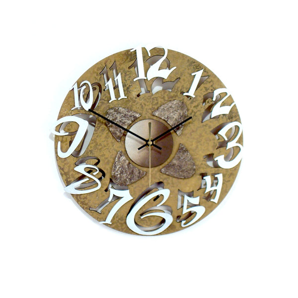 Mod Disk Stone Silver Clock
