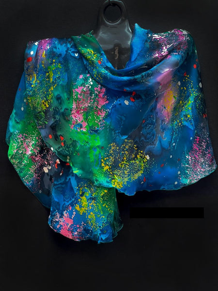 Blue, Green & Purple Swirl Shawl