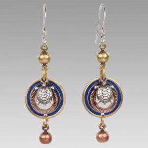 Turtle in Layered Circle Earring