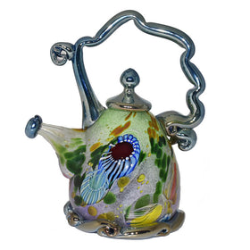Teapot Sculpture - Light Green & White