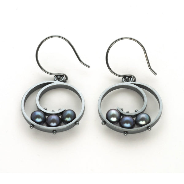 Medium Spiral Earrings with Pearls Ashka Dymel