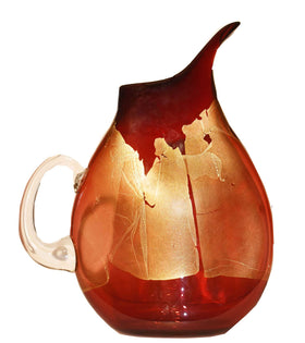 Flat Glass Pitcher in red & gold - Art Of Glass