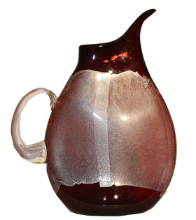 Flat Glass Pitcher in red & silver - Art Of Glass