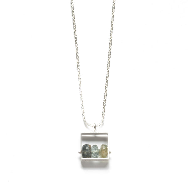 Rectangle Necklace with 3 Stones - Ashka Dymel