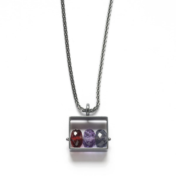 Rectangle Necklace with 3 Stones