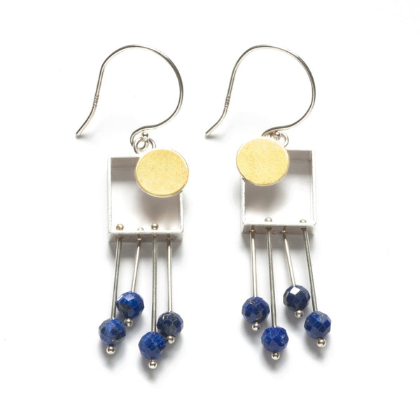 Rectangle Earrings with Dot Fringe - Ashka Dymel