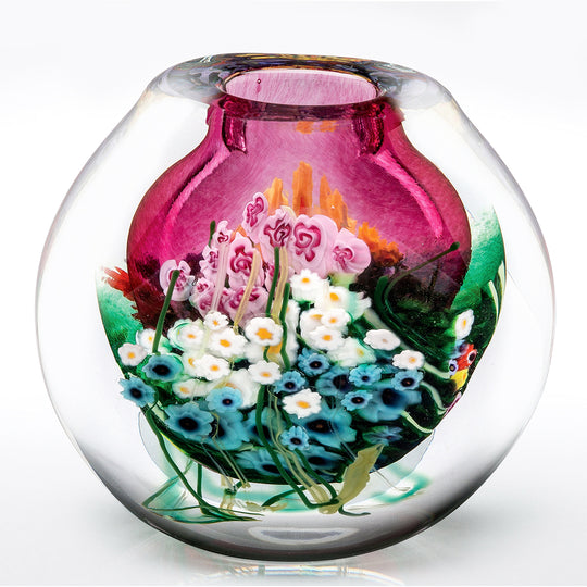 Landscape Series Cased Vase On Ruby