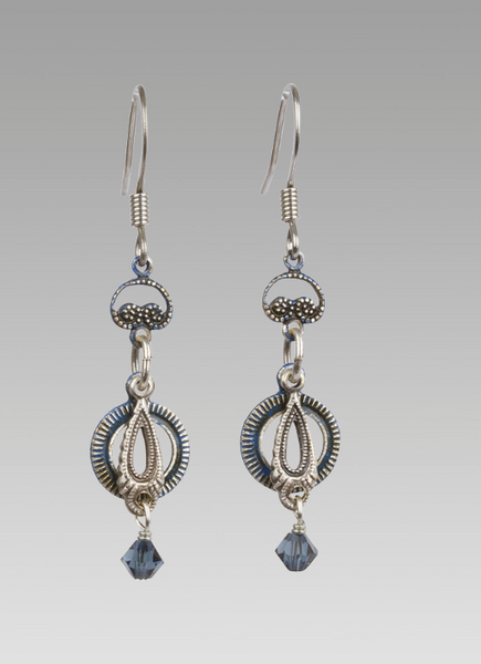 Dangle Earring with Blue Gem