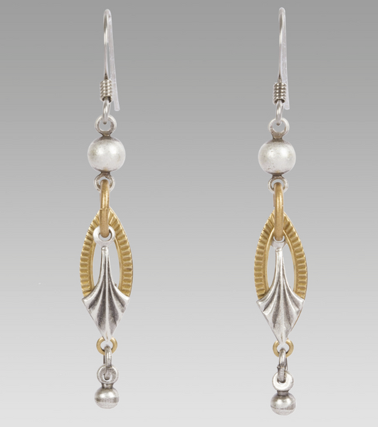 Two Tone Oval Dangle Earring