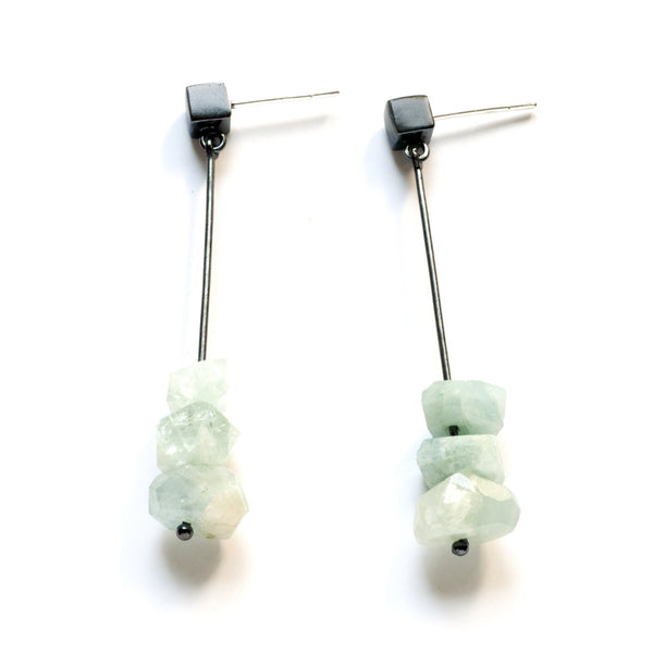 Large Drop Earrings with Chunky Stones - Ashka Dymel