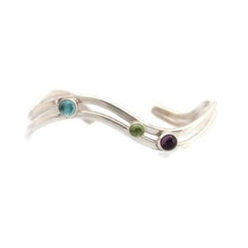 Sterling Silver Double Cuff with Stones - Jill O'Reilly