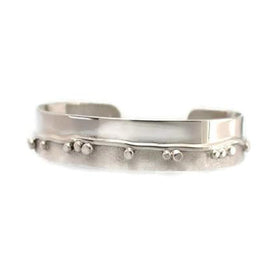 Sterling Silver Cuff with Wave Line Flattened Nuggets - Jill O'Reilly