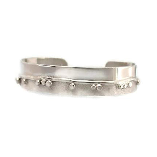 Sterling Silver Cuff with Wave Line Flattened Nuggets - Jill O'Reilly