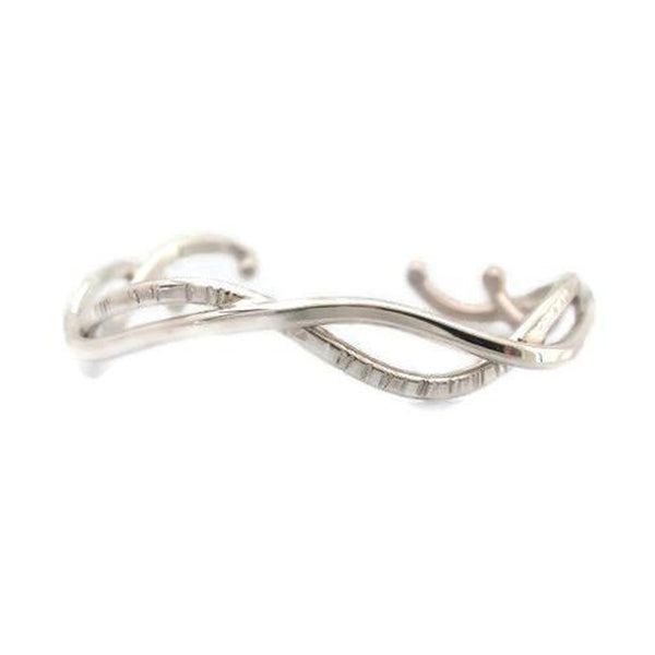 Sterling Silver Double Wave Cuff with Textured Lines - Jill O'Reilly