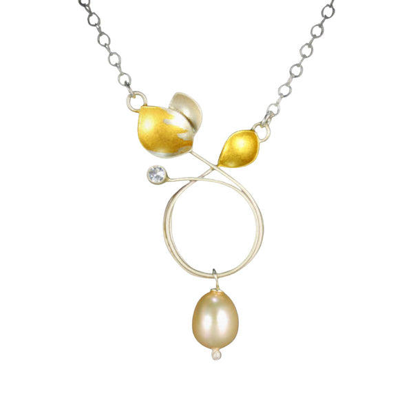 Circle with Pearl Drop Necklace