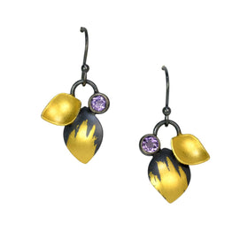 Dangle Leaf Amethyst Earrings
