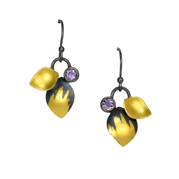 Dangle Leaf Amethyst Earrings